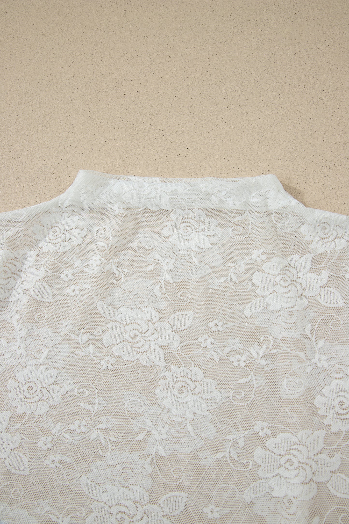 White Sheer Lace Round Neck T Shirt