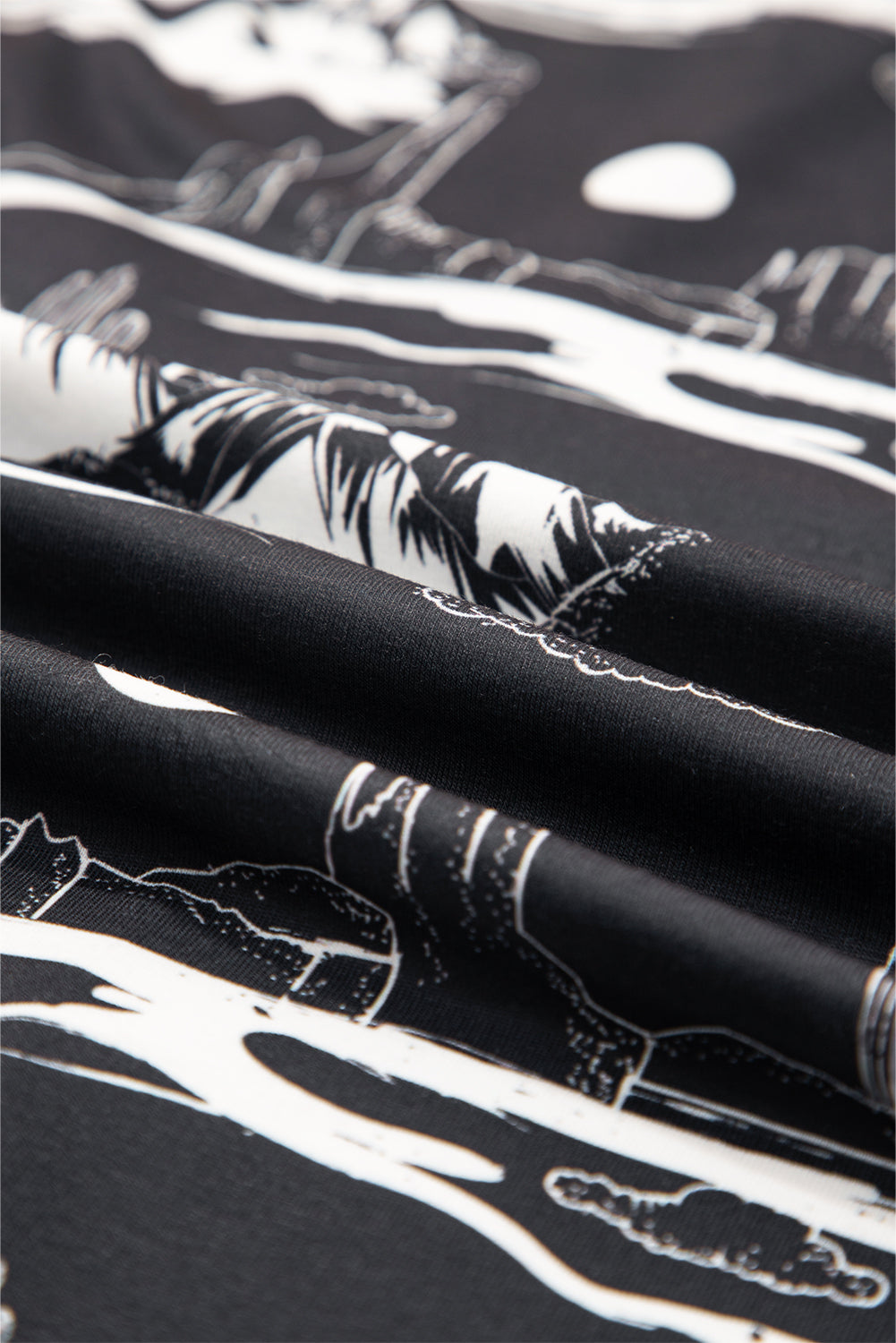 Black Summer Desert Sand Print Short Sleeve Tee