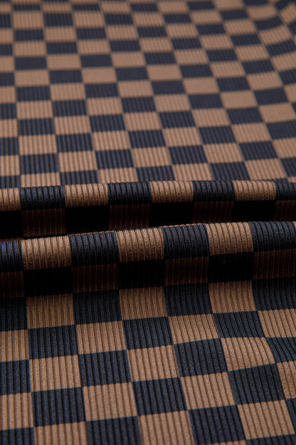 Black Checkerboard Round Neck Summer T Shirt