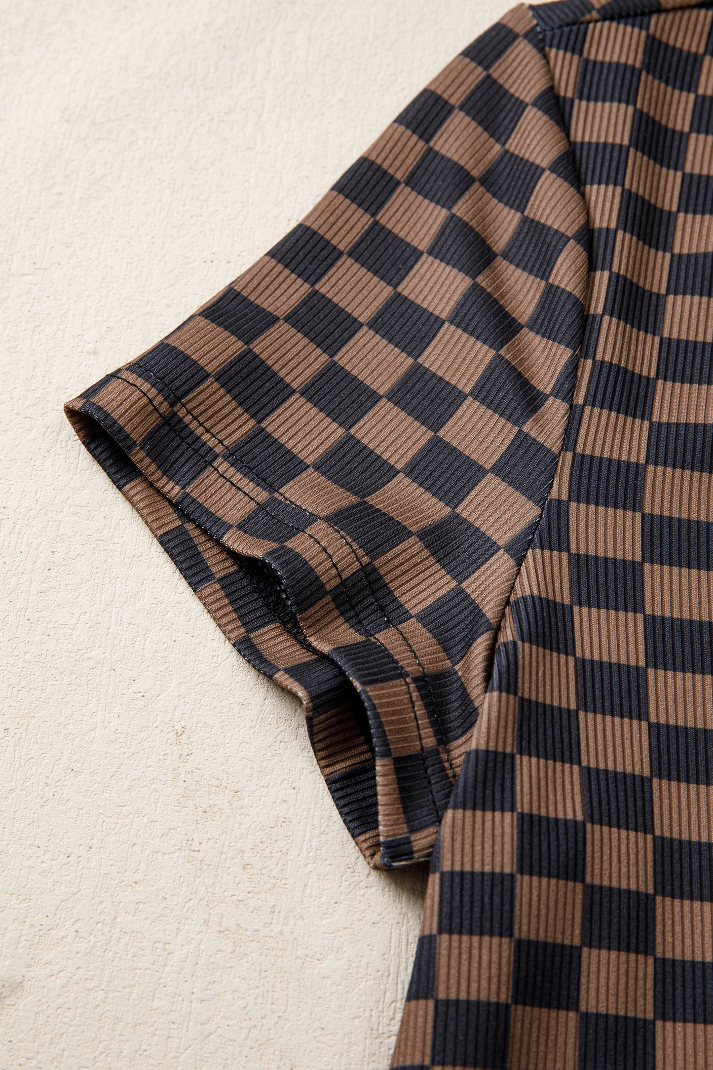 Black Checkerboard Round Neck Summer T Shirt